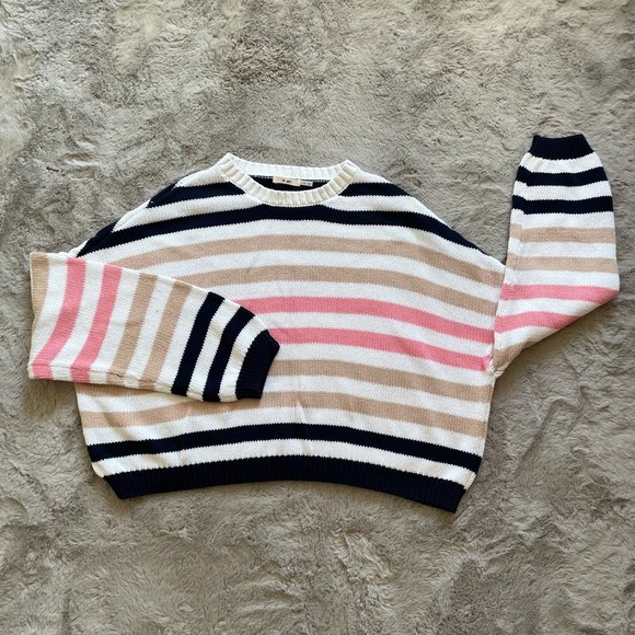 Mi Ami Women's‎ Striped Sweater Size M Cotton Blend Casual Knit Multicolor - Picture 1 of 6